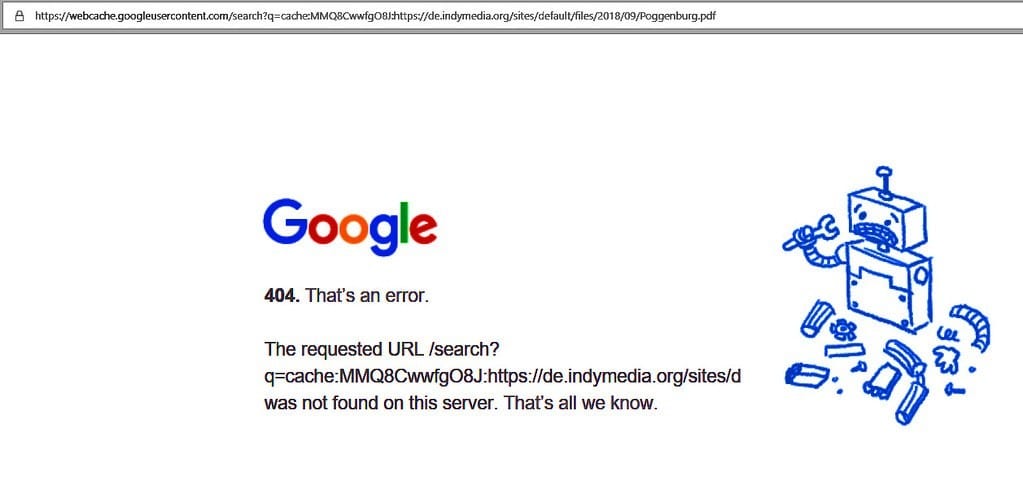 A web page of the 404 error