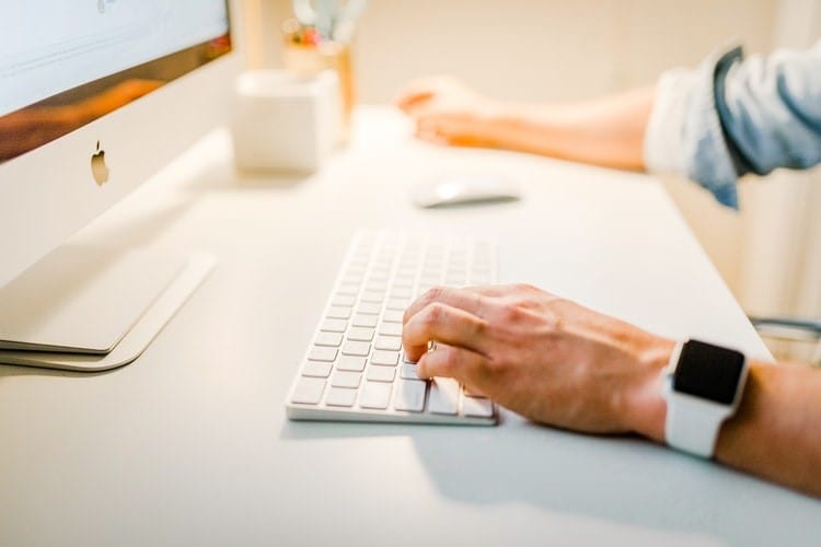 Person working on a desktop