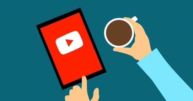 YouTube on a tablet with coffee